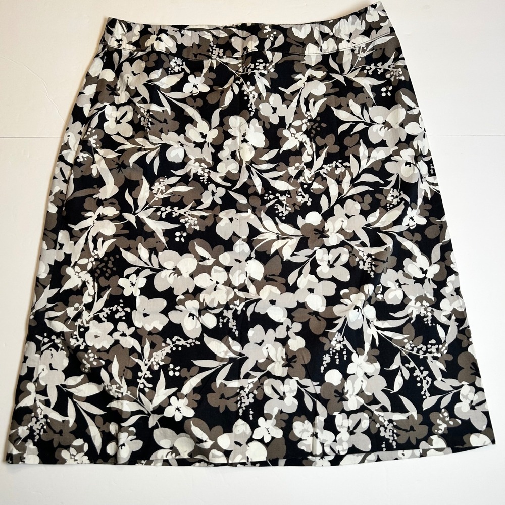 Norton Studio Floral Skirt Black Beige Gray‎ Stretch Womens Size 8 Career